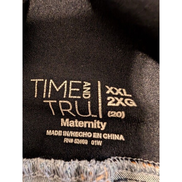 Time and Tru Maternity Jeans Women’s XXL 2X (20) Over Belly Panel Blue Raw Hem - Picture 2 of 10